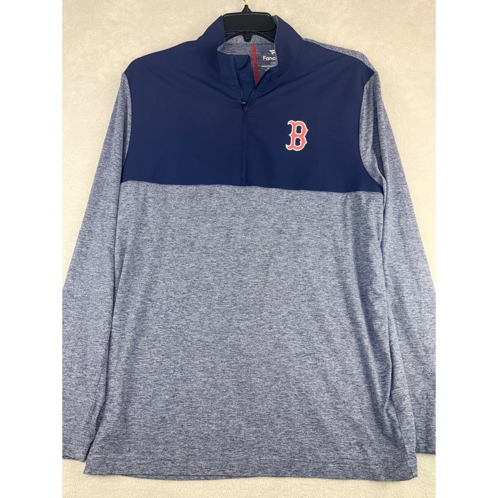 Fanatics Boston Red Sox Mens Large MLB Quarter Zip Pullover Blue Heathered LG